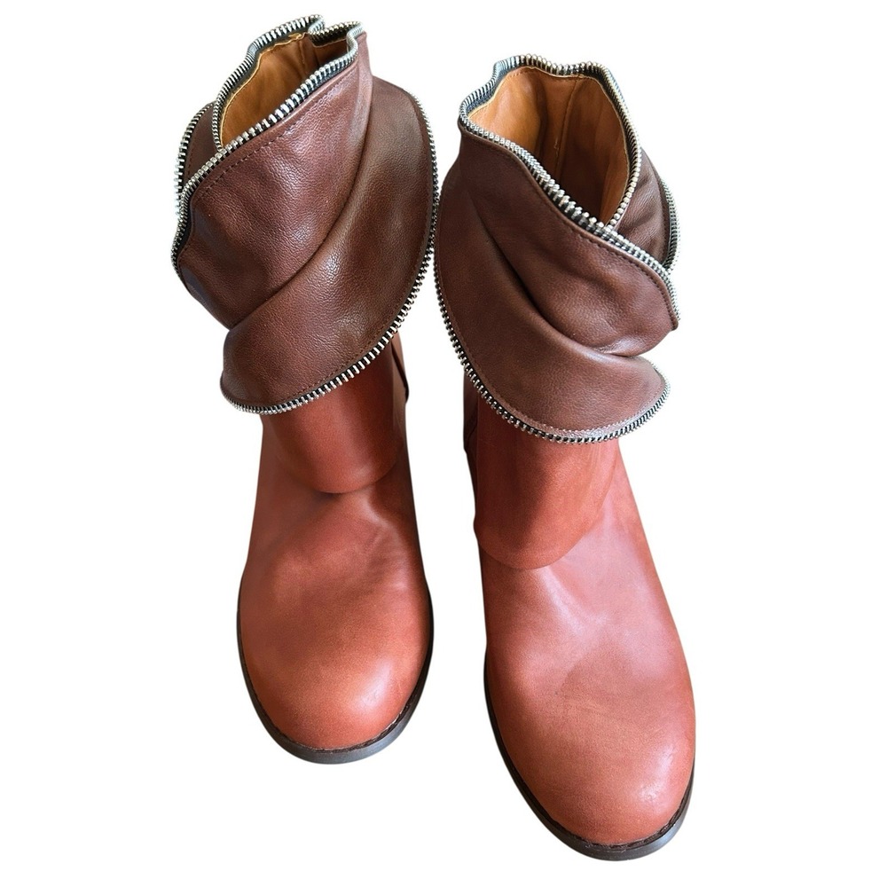 Unique Heeled Slip-on Faux Leather Booties Womens Size 8.5M (US) 39 (EU) Brown - Picture 4 of 12